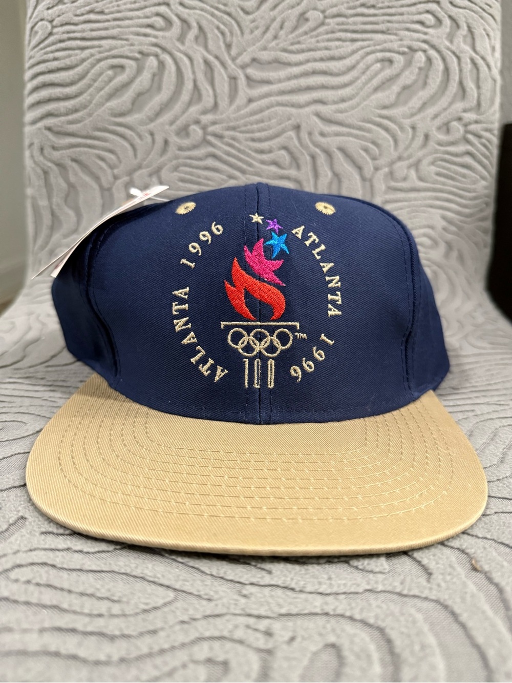 LOGO 7 Navy and Tan Atlanta 1996 Olympic Snapback vintage Hat